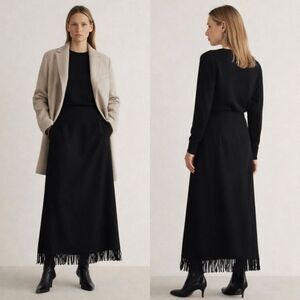 Pendleton Vintage Virgin wool maxi skirt with fringe